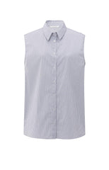 Blazer with sleeveless striped blouse