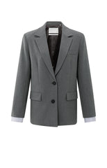 Blazer with sleeveless striped blouse