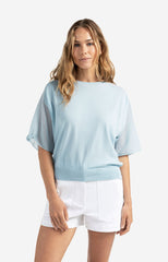 Boatneck sweater with transparence parts