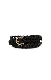Braided leather belt with buckle - Type: product
