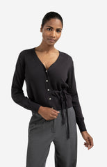 Cardigan with V-neck and tie waist