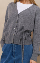 Cardigan with V-neck and tie waist