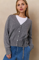 Cardigan with V-neck and tie waist