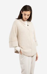 Chunky knit poncho cardigan with rounded hem