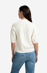 Chunky knit sweater with cable details and mid sleeves