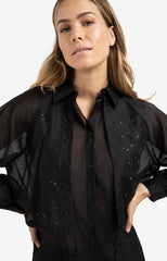 Double layered blouse with embellishments