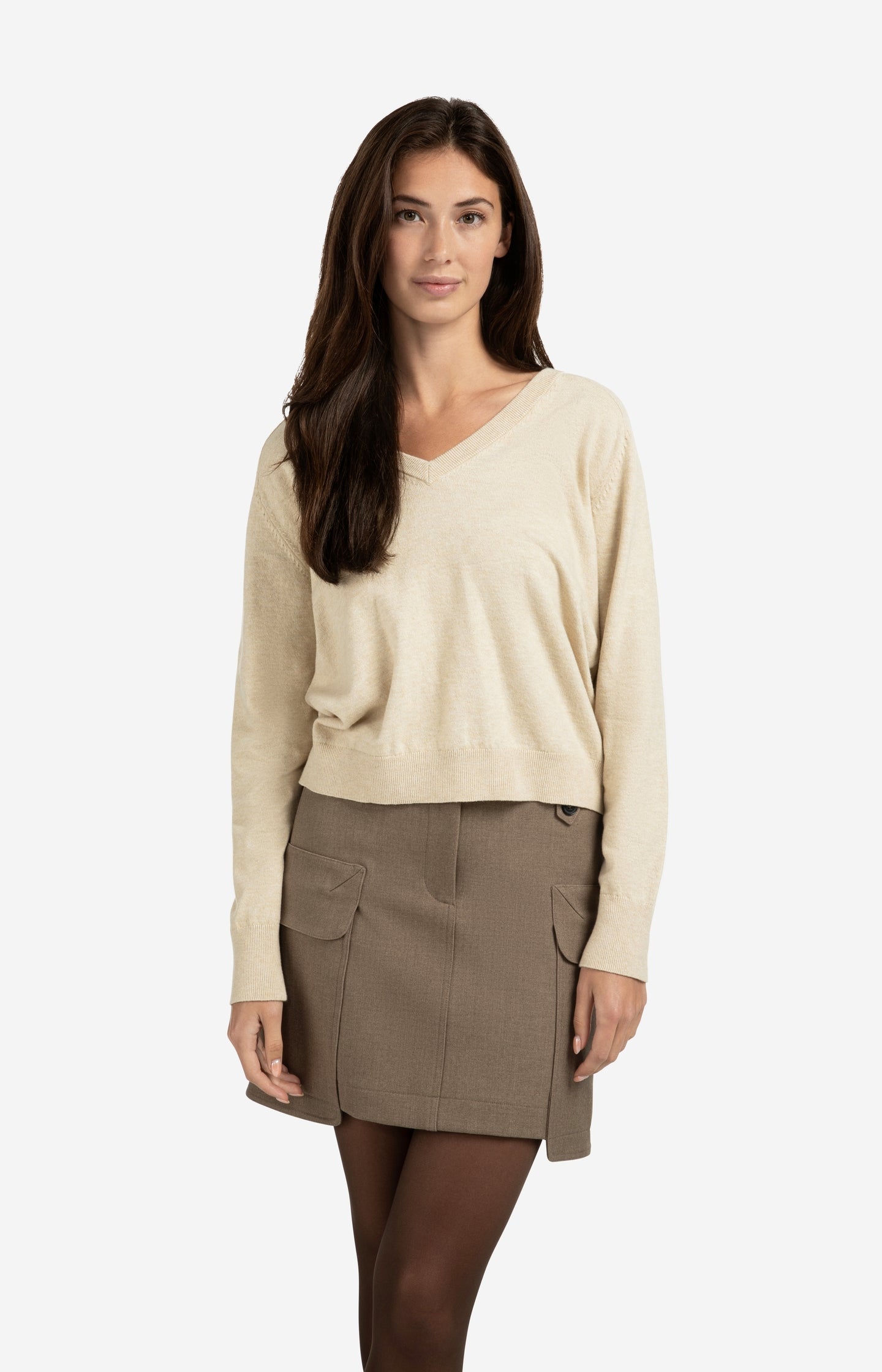 Double V-neck sweater with back button detail - Type: lookbook