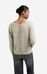 Double V-neck sweater with back button detail