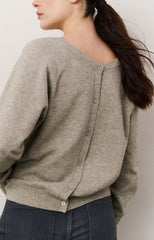 Double V-neck sweater with back button detail