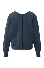 Double V-neck sweater with back button detail