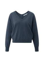 Double V-neck sweater with back button detail - Type: product
