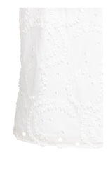 Embroidered sleeveless top with round neckline