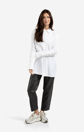 Faux leather trousers with seam details