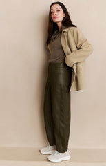 Faux leather trousers with seam details - Type: lookbook
