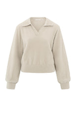 Fluffy polo sweater with classic collar and V-neck - Type: product