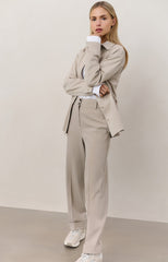 High waist tailored trousers with turn-ups