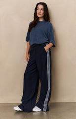 High waist trousers with side stripes
