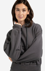Hoodie with pleated hem
