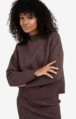 Jacquard sweater with long sleeves and stand-up collar
