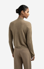 Knitted cardigan with high neckline and button closure