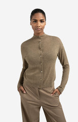 Knitted cardigan with high neckline and button closure - Type: lookbook