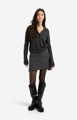 Knitted cardigan with high neckline and button closure