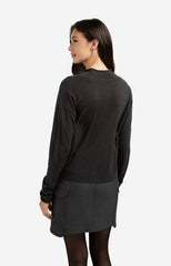 Knitted cardigan with high neckline and button closure - Type: lookbook