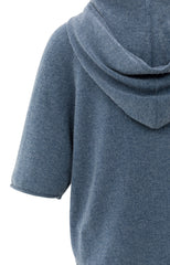 Knitted hoodie with short sleeves