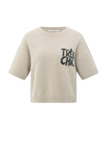 Knitted short sleeve sweater with artwork - Type: product