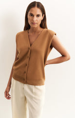 Knitted spencer with shoulder details and V-neck