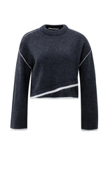Knitted sweater with contrasting lines - Type: product