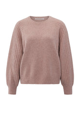 Knitted sweater with ribbed sleeves and round neck - Type: product