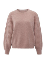 Knitted sweater with ribbed sleeves and round neck - Type: product