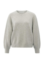 Knitted sweater with ribbed sleeves and round neck - Type: product
