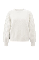 Knitted sweater with ribbed sleeves and round neck - Type: product