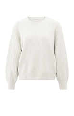 Knitted sweater with ribbed sleeves and round neck - Type: product