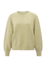 Knitted sweater with ribbed sleeves and round neck - Type: product