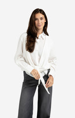 Layered blouse with tie detail and long sleeves