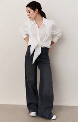 Layered blouse with tie detail and long sleeves