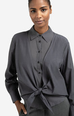 Layered blouse with tie detail and long sleeves