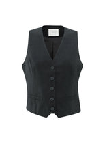 Linen blend gilet with button closure