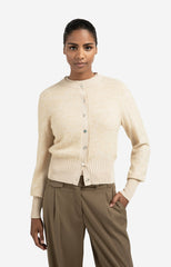 Long sleeve cardigan with double rib details