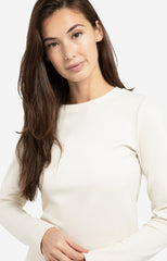 Long sleeve shirt in heavy cotton with round neckline