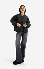 Long sleeve top with suedine trim neckline - Type: lookbook