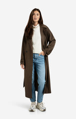 Long suedine coat with belt
