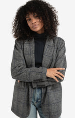 Oversized checked blazer with button closure