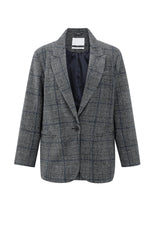 Oversized checked blazer with button closure - Type: product