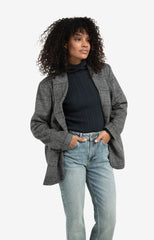 Oversized checked blazer with button closure