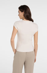 Ribbed knit top with deep round neckline - Type: lookbook