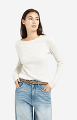 Ribbed long sleeve shirt with round neckline